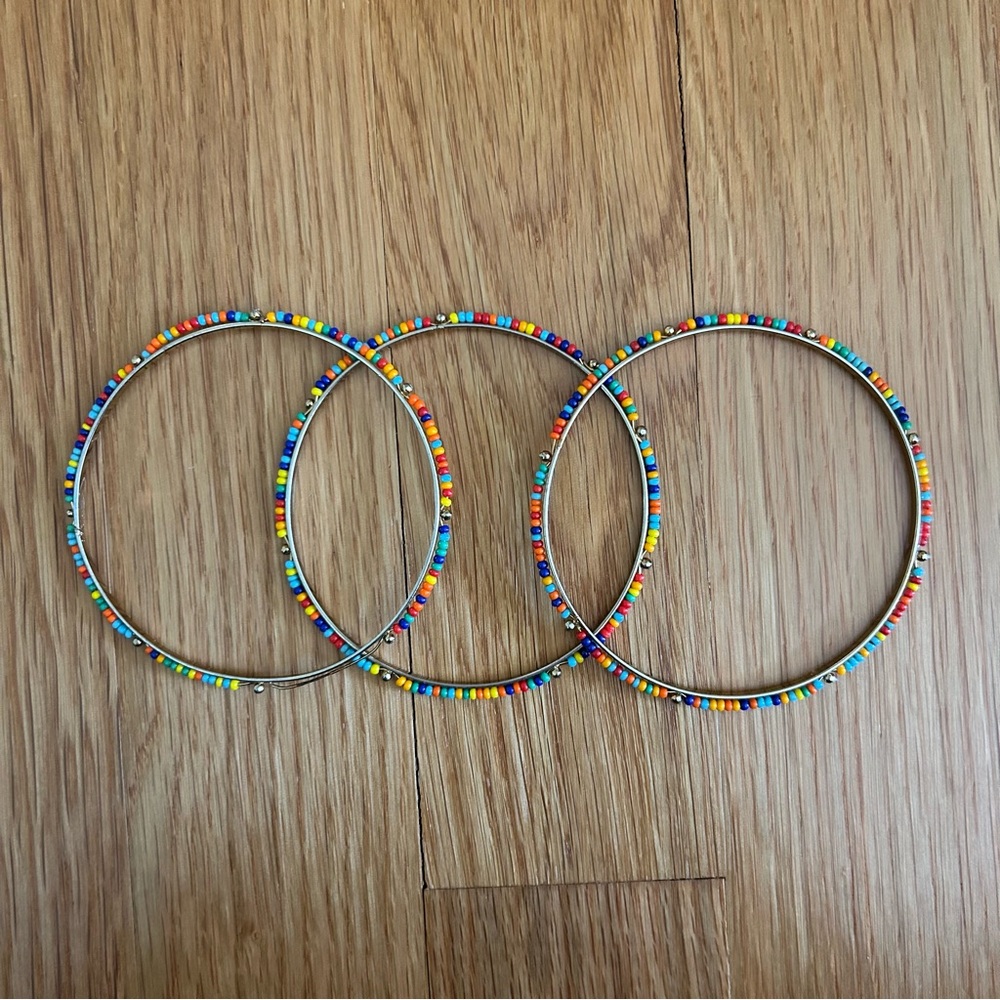 Colorful Beaded Gold Bangles Set - Picture 5 of 6